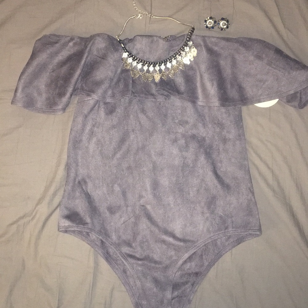 Velvet grey body suit